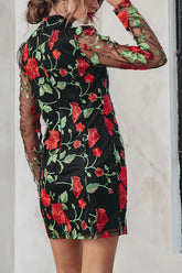 Minivestido de malla floral bordado